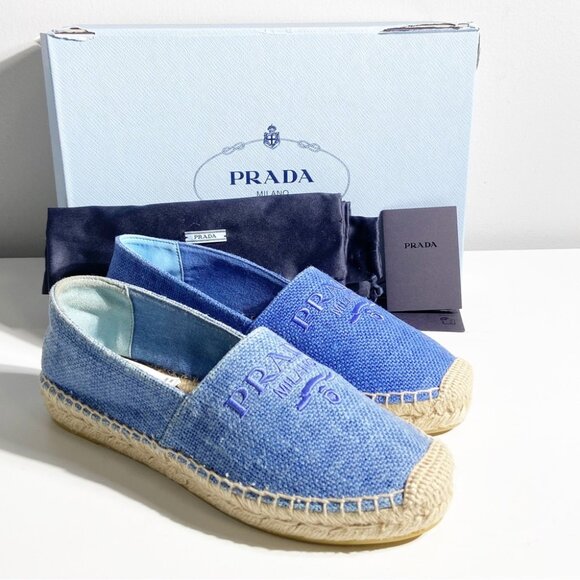 NWT Prada Linen Espadrilles Blue size 37 - Picture 1 of 10